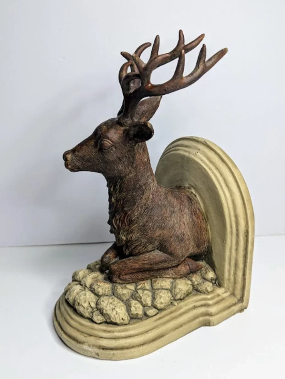 Rustic Deer Stag Buck Bookend Statue Cabin Lodge Woodland Decor